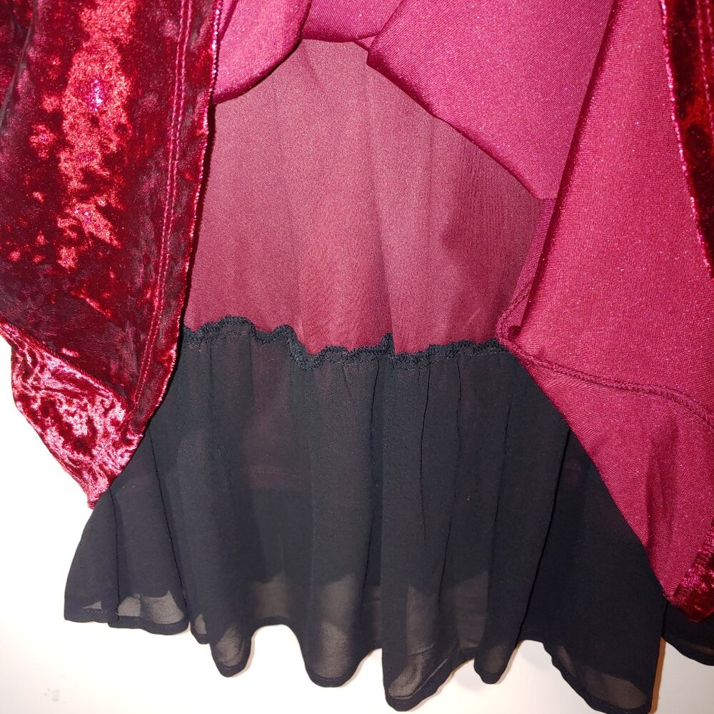 Hot Topic Burgundy Red Crushed Velvet Bell Sleeves Corset Midi Dress Sz XL - Picture 4 of 6